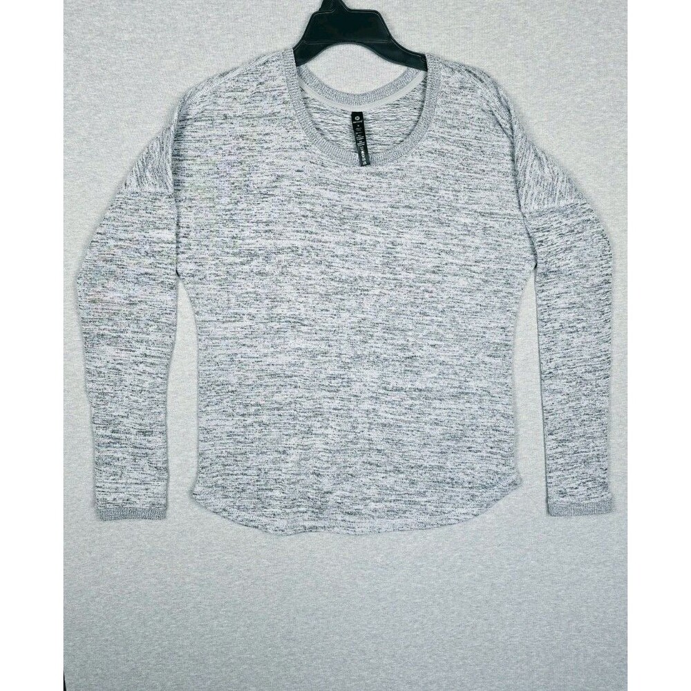 90 Degree by Reflex Space Dye Long Sleeve Open Back Top Gray Medium